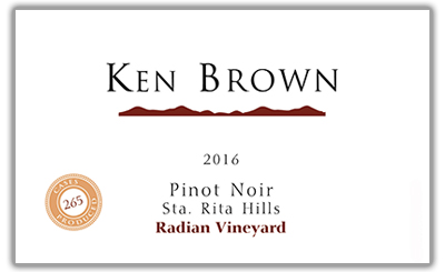 Ken Brown 2016 Radian Vineyard Pinot Noir